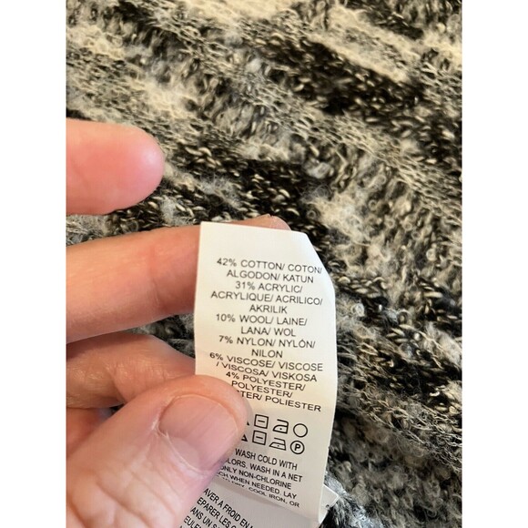 Lucky Brand Cardigan Sweater Womens Size Small Black And White Open Wool Blend - Picture 6 of 8